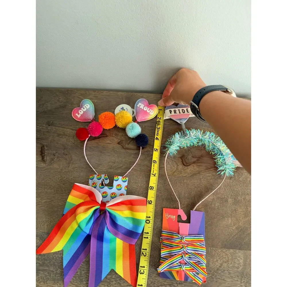 New Bundle of Pride/Rainbow LGBTQ Hair Accessories bow, headbands, and hair ties